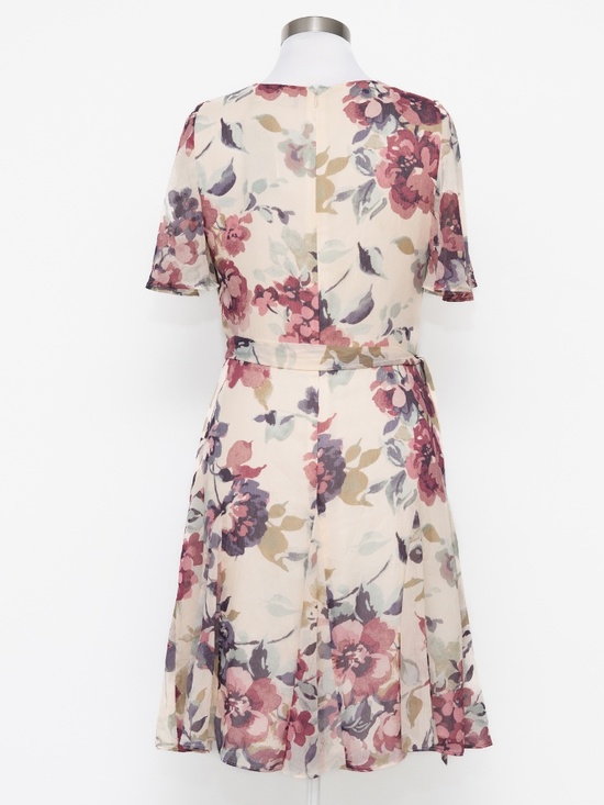 Lauren Ralph Lauren - Floral Crinkle Georgette Surplice Dress - Picture 5 of 10